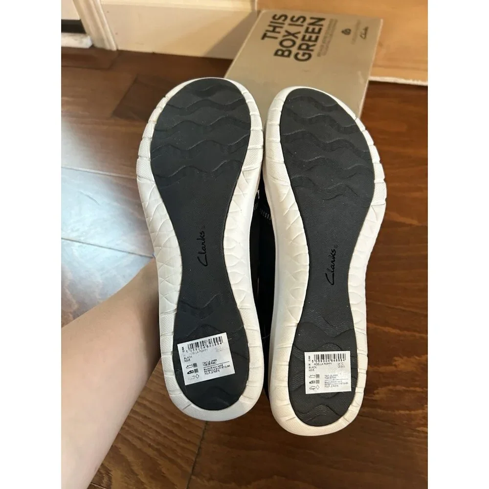 Clark’s‎ Cloudsteppers Adella Poppy Shoes NEW Size 9.5 N Black Flats Comfort